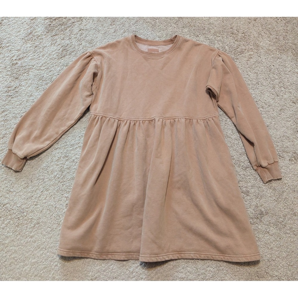 American Eagle Sweatshirt Baby Doll Mini Dress Sz S Brown Crewneck Fall Grunge